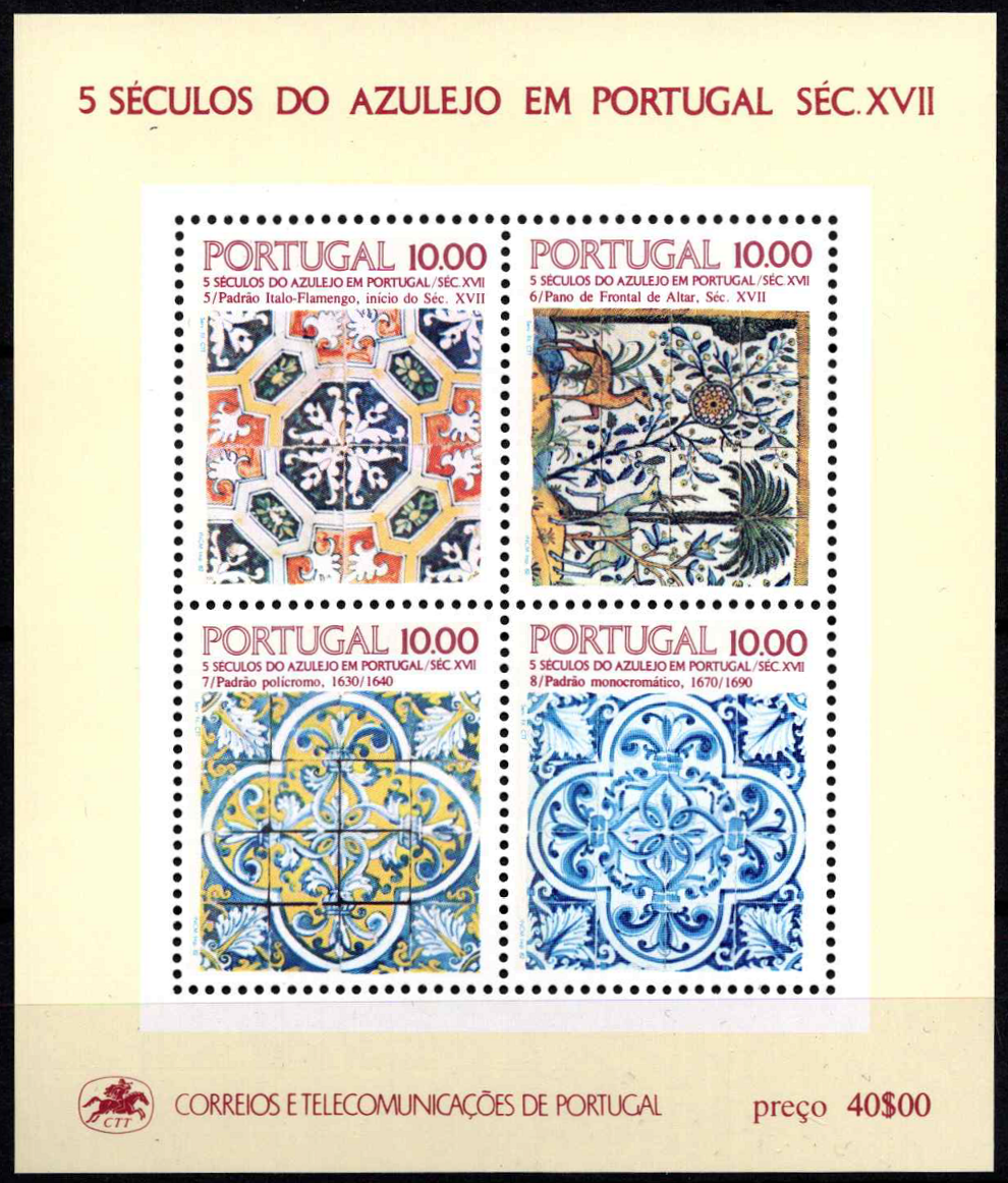 Portugalija, blokas Nr. 38, MiNr 1557, 1568, 1576, 1582 MNH**
