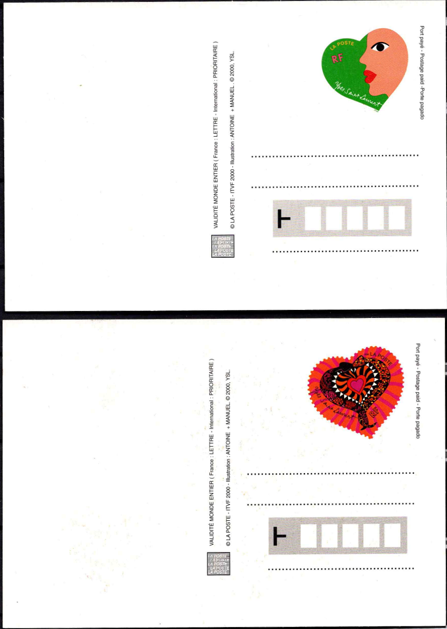 Prancūzija, du atvirlaiškiai su MiNr 3436-3437