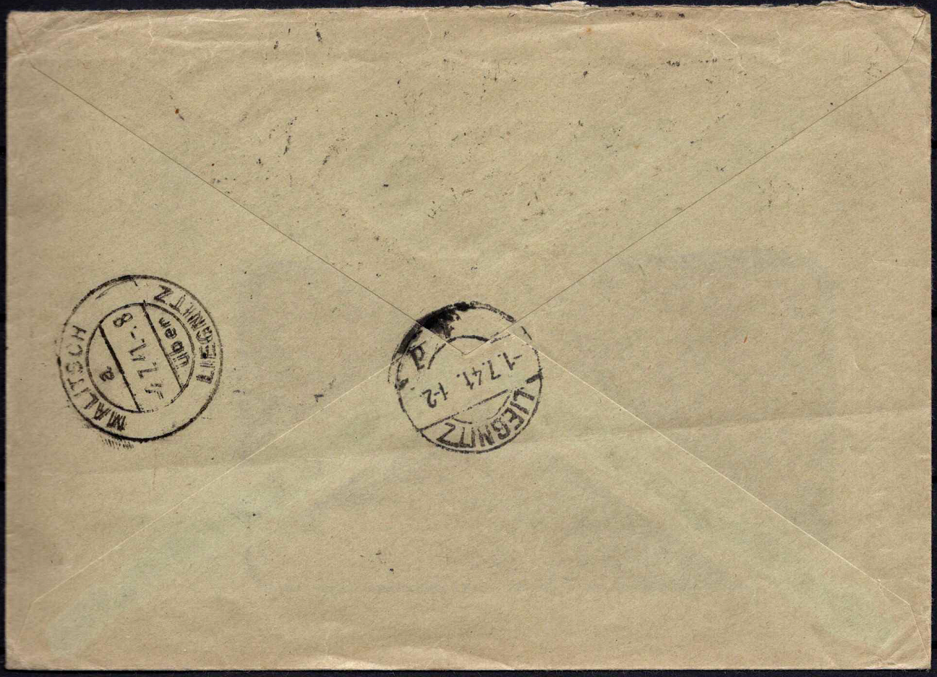 Vokietijos Reicho registruotas vokas, su MiNr 517+768-771 pašto ženklais
