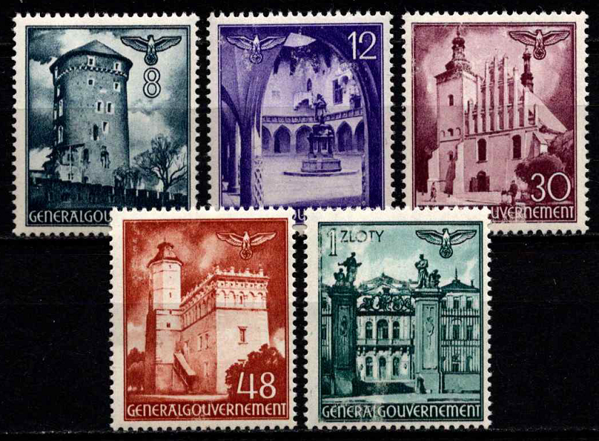 Vokietijos Reichas, Lenkijos okupacija, pilna serija, MiNr 66-70 MLH*