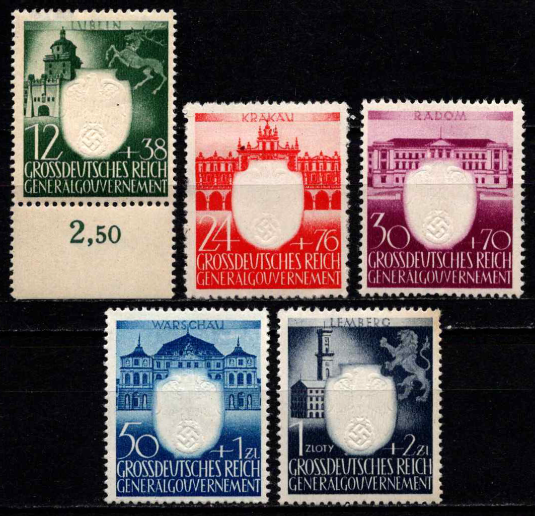 Vokietijos Reichas, Lenkijos okupacija, pilna serija, MiNr 105-109 MH*