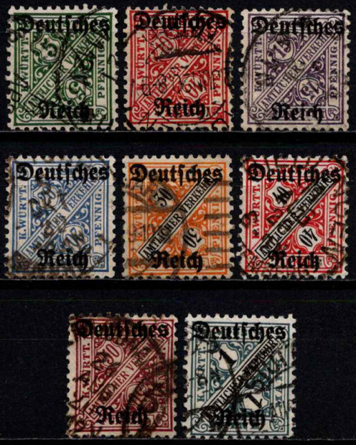 Vokietijos Reichas, tarnybiniai, pilna serija, MiNr 57-64 Used (O)