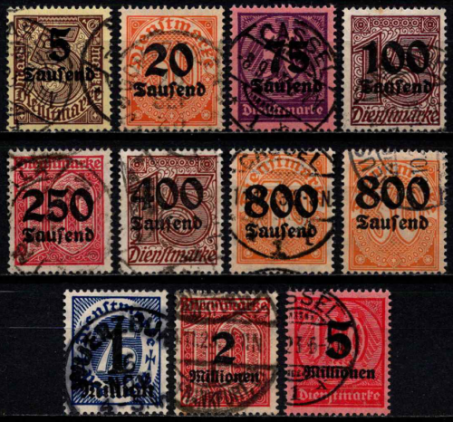 Vokietijos Reichas, tarnybiniai, pilna serija, MiNr 89-98 Used (O)