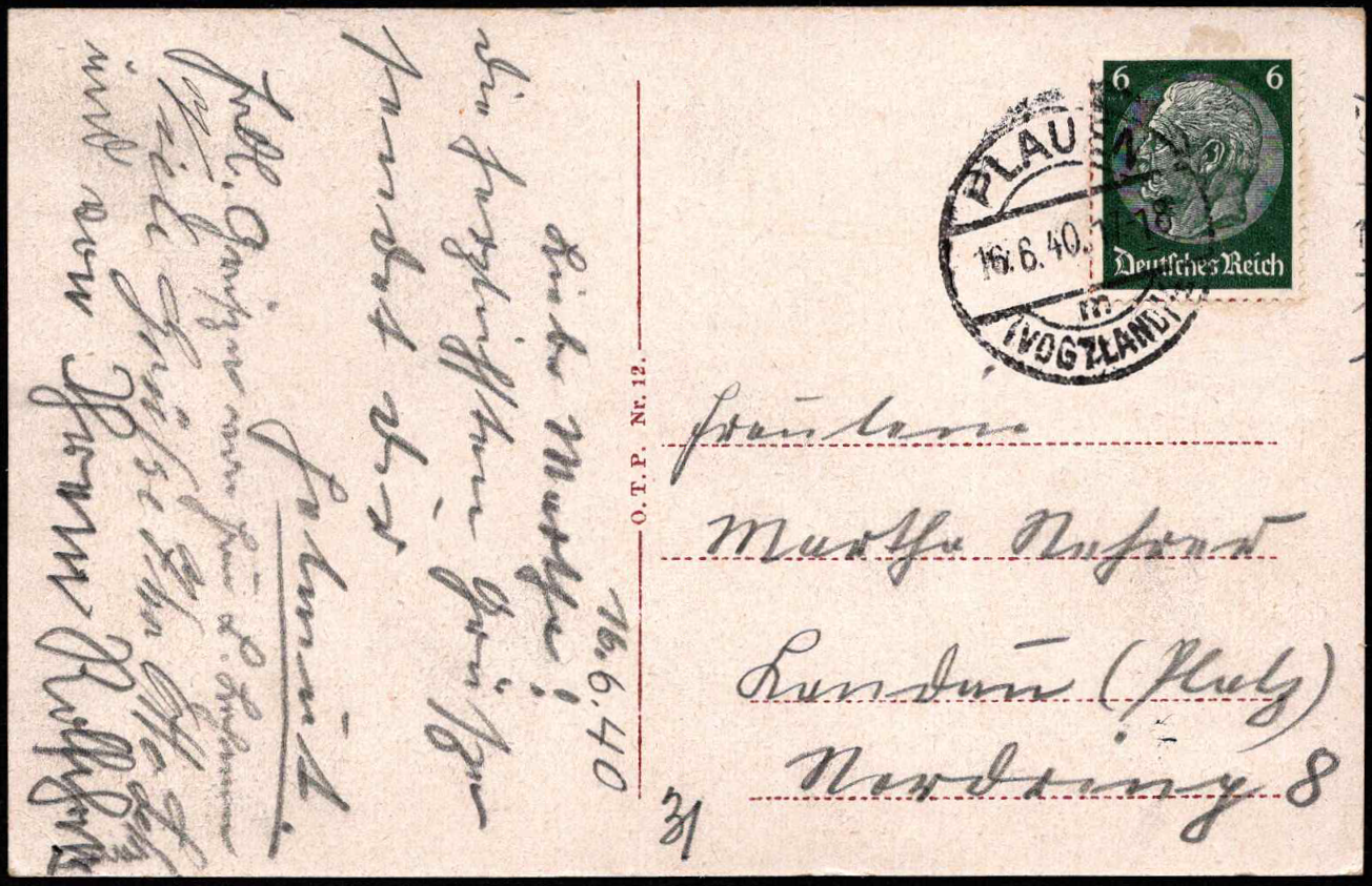 Vokietijos Reichas, Plauenas 1940 m. atvirlaiškis