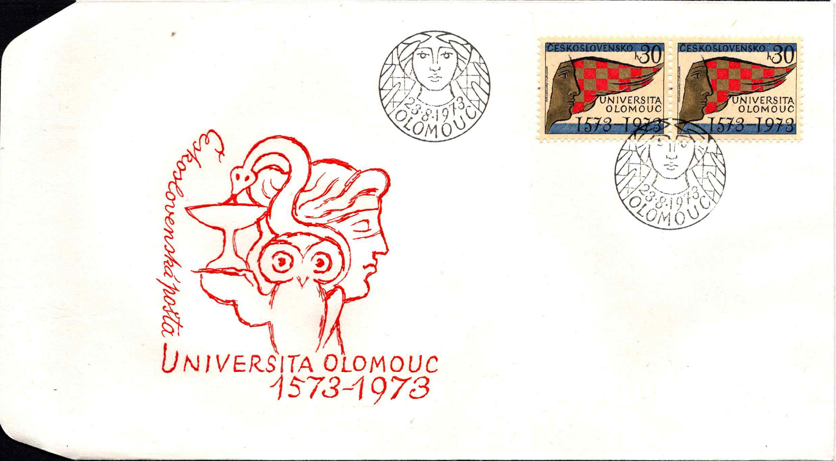 Čekoslovakija, 1973 m. pirmos dienos vokas su MiNr 2153