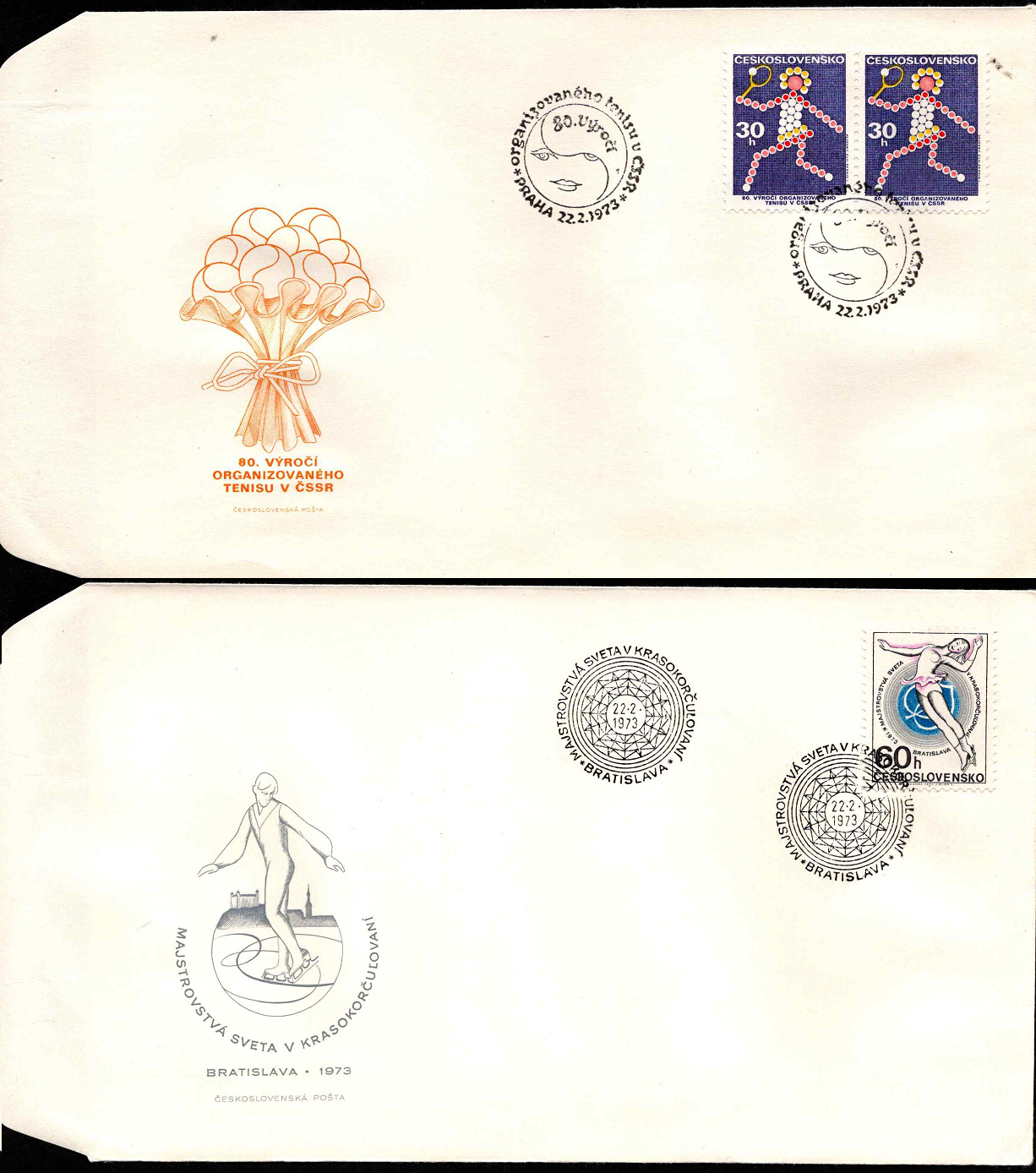 Čekoslovakija, trys 1973 m. pirmos dienos vokai su MiNr 2121-2123