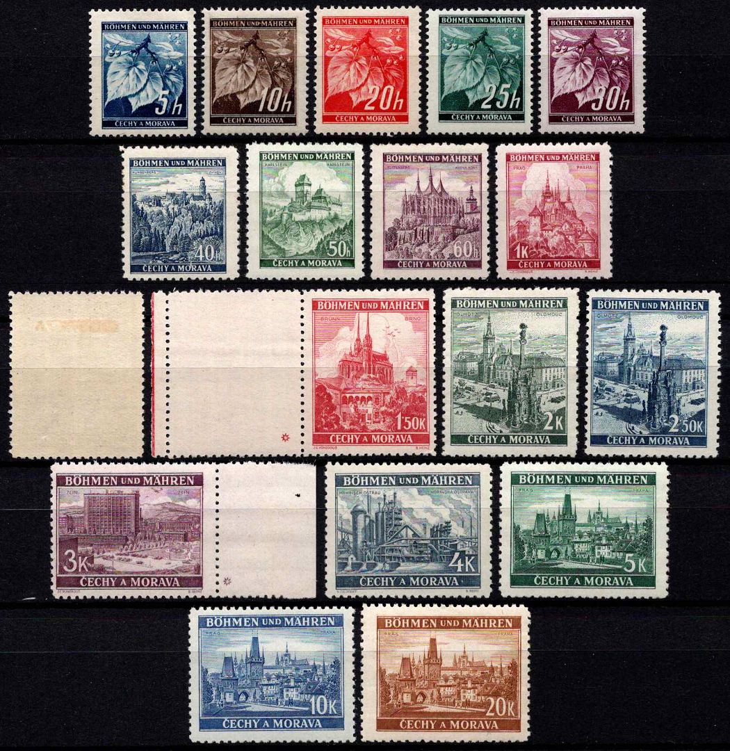 Vokietijos Reichas, Čekijos okupacija, pilna serija, MiNr 20-37 MNH**
