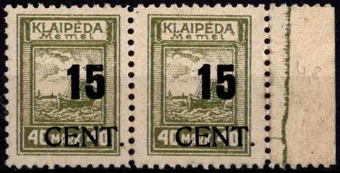 Klaipėda (Memel), horizontali pora, MiNr 193 MNH**
