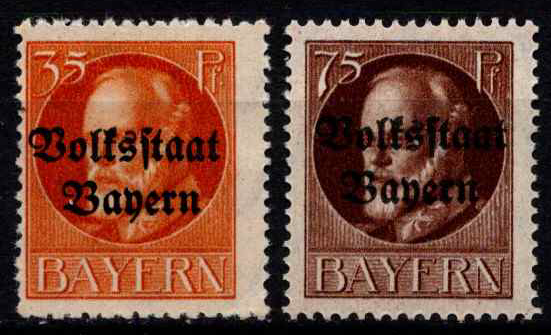 Senoji Vokietija, Bavarija, pilna serija, MiNr 134-135 (A) MNH**