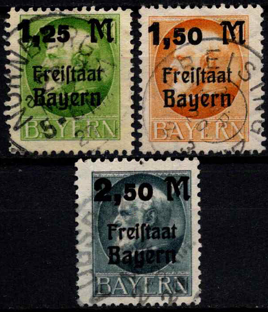 Senoji Vokietija, Bavarija, pilna serija, MiNr 174-176 (A) Used (O)