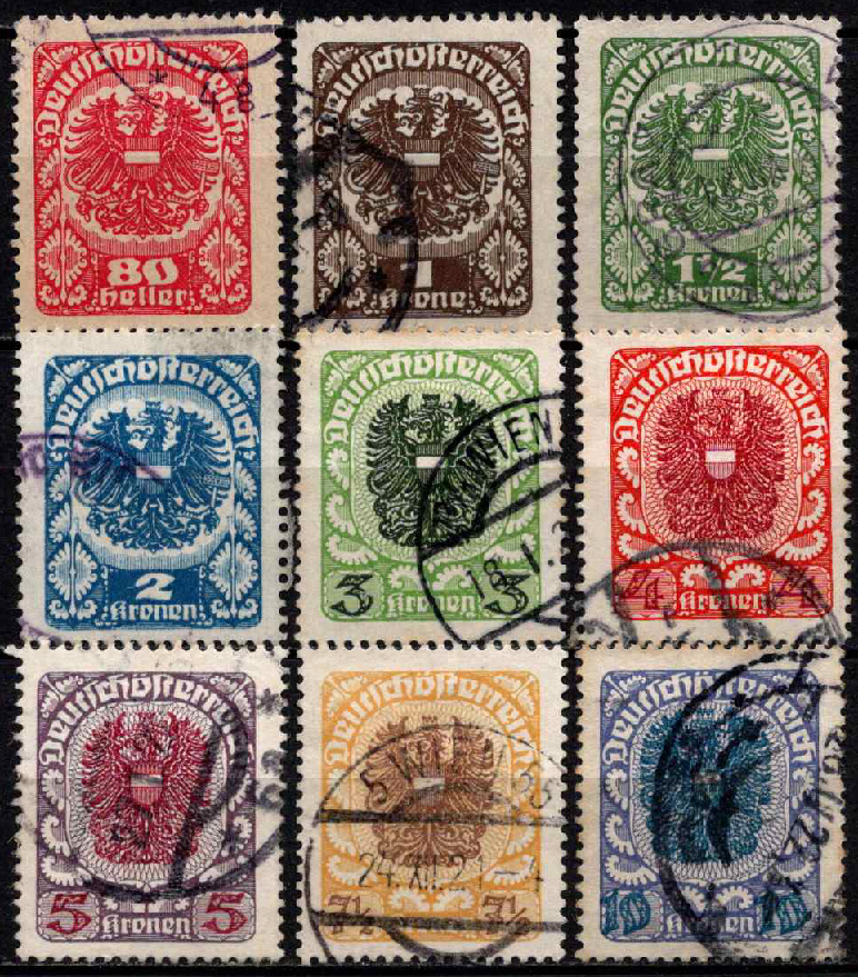 Austrija, pilna serija, MiNr 312-320 Used (O)