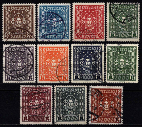 Austrija, pilna serija, MiNr 398-408 (A) Used (O)
