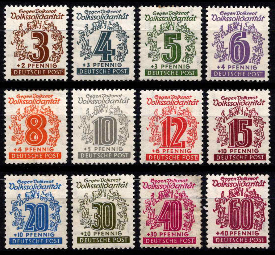 Pokario Vokietija, Sovietų zona, pilna serija, MiNr 138-149 MLH*/MH*