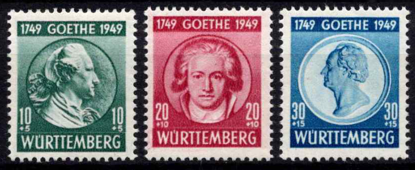 Pokario Vokietija, Prancūzų zona, Viurtembergo žemės, pilna serija, MiNr 44-48 MH*