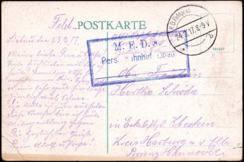 Vokietijos Reichas, Latvijos okupacija, 1917 m. Lauko paštas
