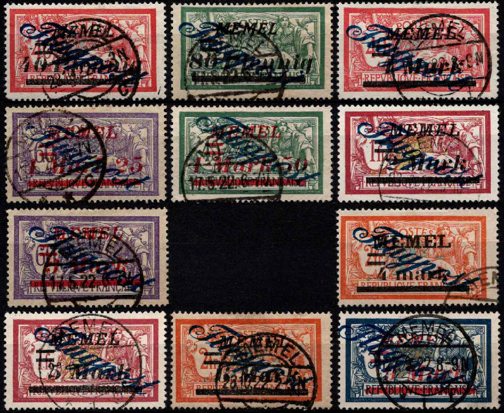 Klaipėda (Memel), oro paštas, pilna serija, MiNr 72-83 (be Nr. 79) Used (O)