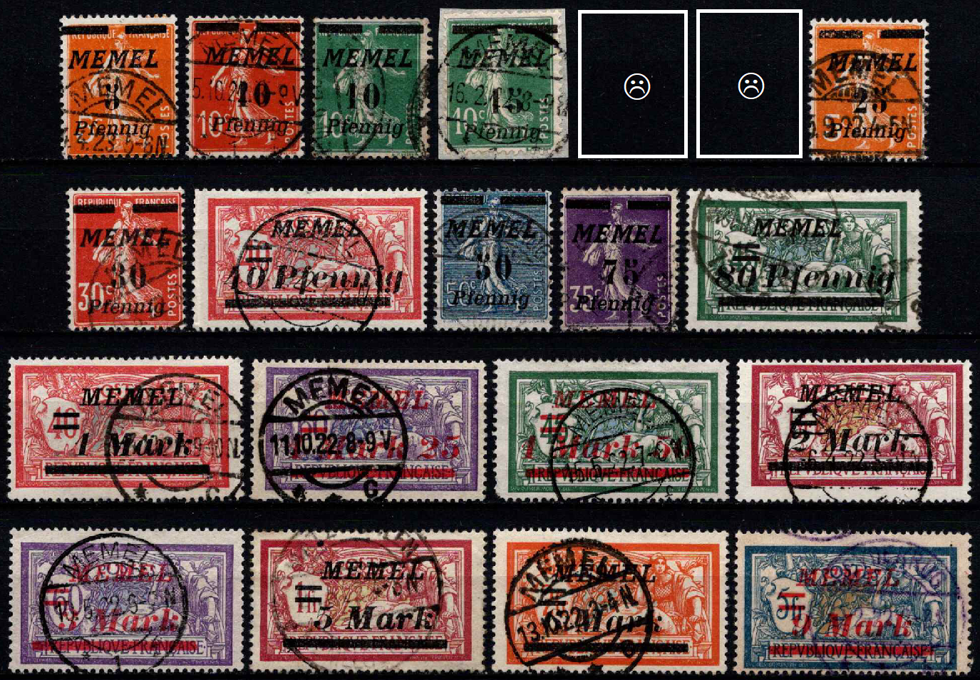 Klaipėda (Memel), MiNr 52-55, 58-71 Used (O)