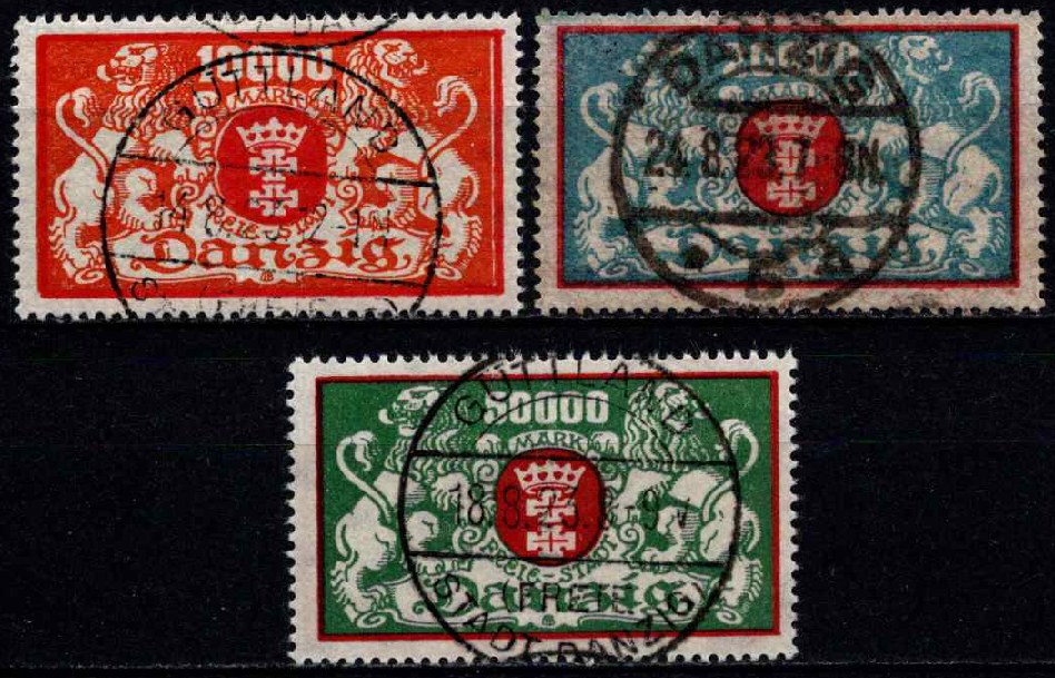 Laisvasis miestas Danzigas, pilna serija, MiNr 147-149 Used (O)