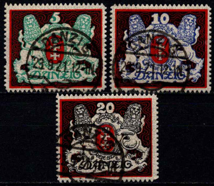Laisvasis miestas Danzigas, pilna serija, MiNr 87-89 Used (O)