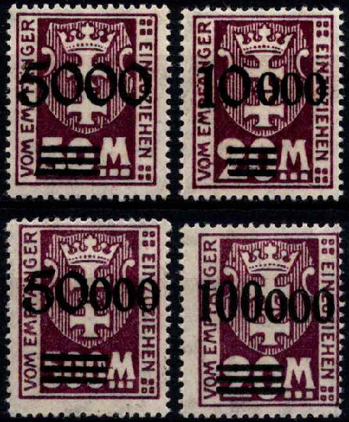 Laisvasis miestas Danzigas, pilna serija, MiNr 26-29 MLH*