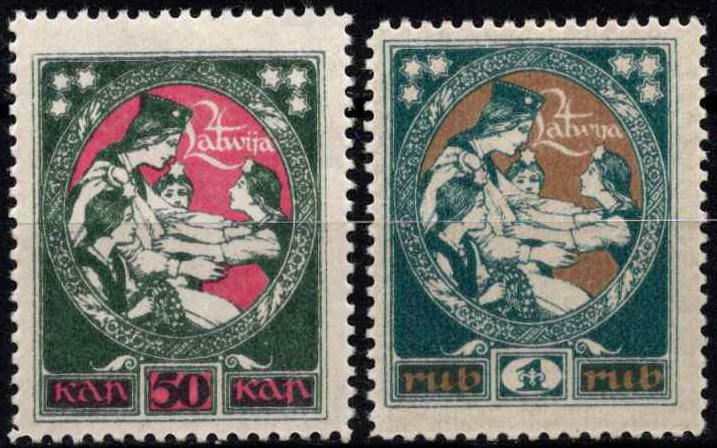 Latvija, pilna serija, MiNr 40-41 MLH*