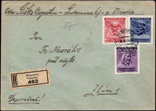 Vokietijos Reichas, Čekoslovakijos okupacija, Bohemija ir Moravija, vokas su MiNr 114-116