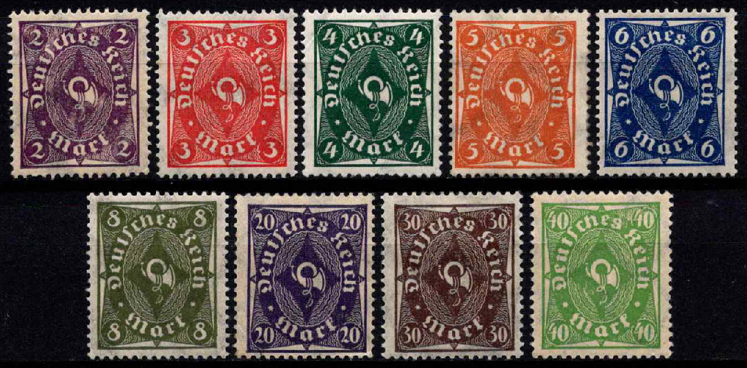 Vokietijos Reichas, pilna serija, MiNr 224-232 MLH*/MH*