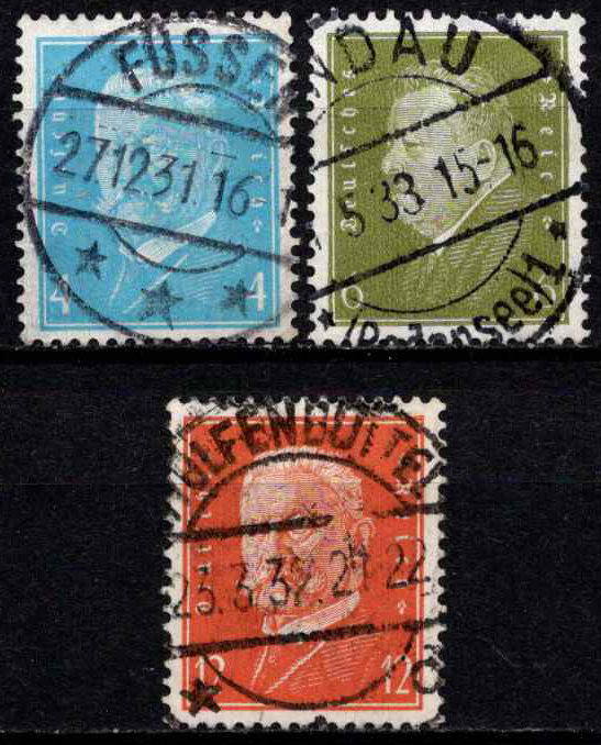 Vokietijos Reichas, pavienis ženklas plius pilna serija MiNr 454, 465-466 Used (O)