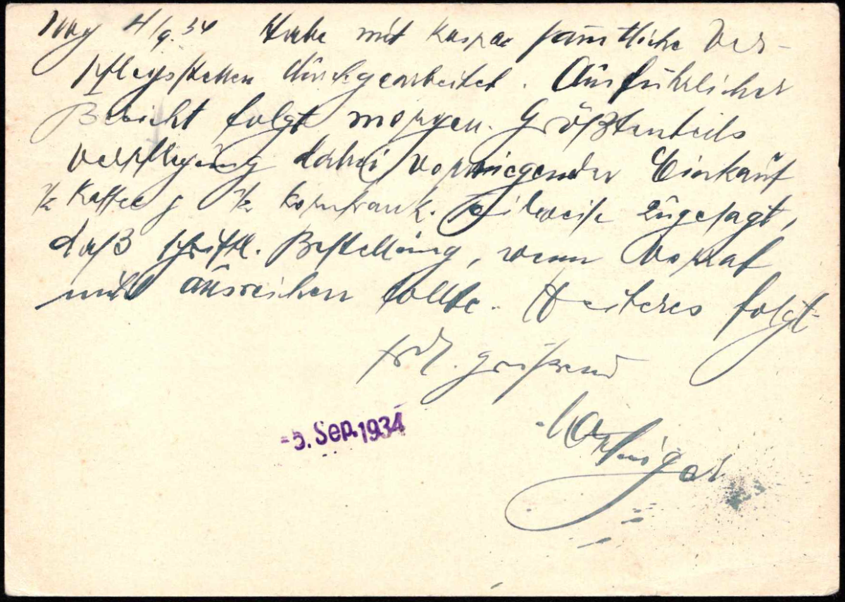 Vokietijos Reichas, 1934 m.  atvirlaiškis