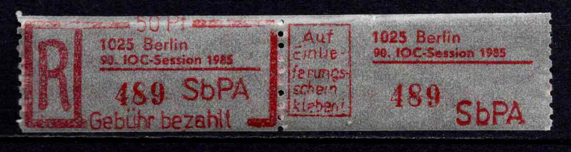 Vokietijos Demokratinė Respublika (VDR), registruotų siuntų ženklas, MiNr 3 MNH**