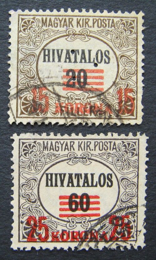 Vengrija, tarnybiniai ženklai, pilna serija, MiNr 9-10 Used (O)