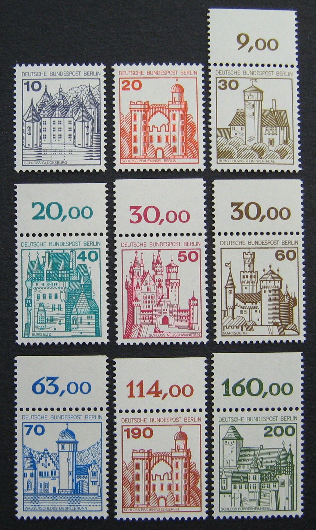Vokietija, Vakarų Berlynas, pilna serija, MiNr 532-540 (A) MNH**