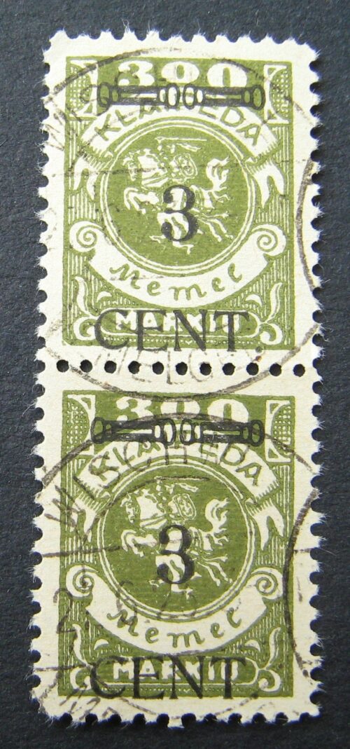 Klaipėda (Memel), vertikali pora MiNr 179III Used (O)