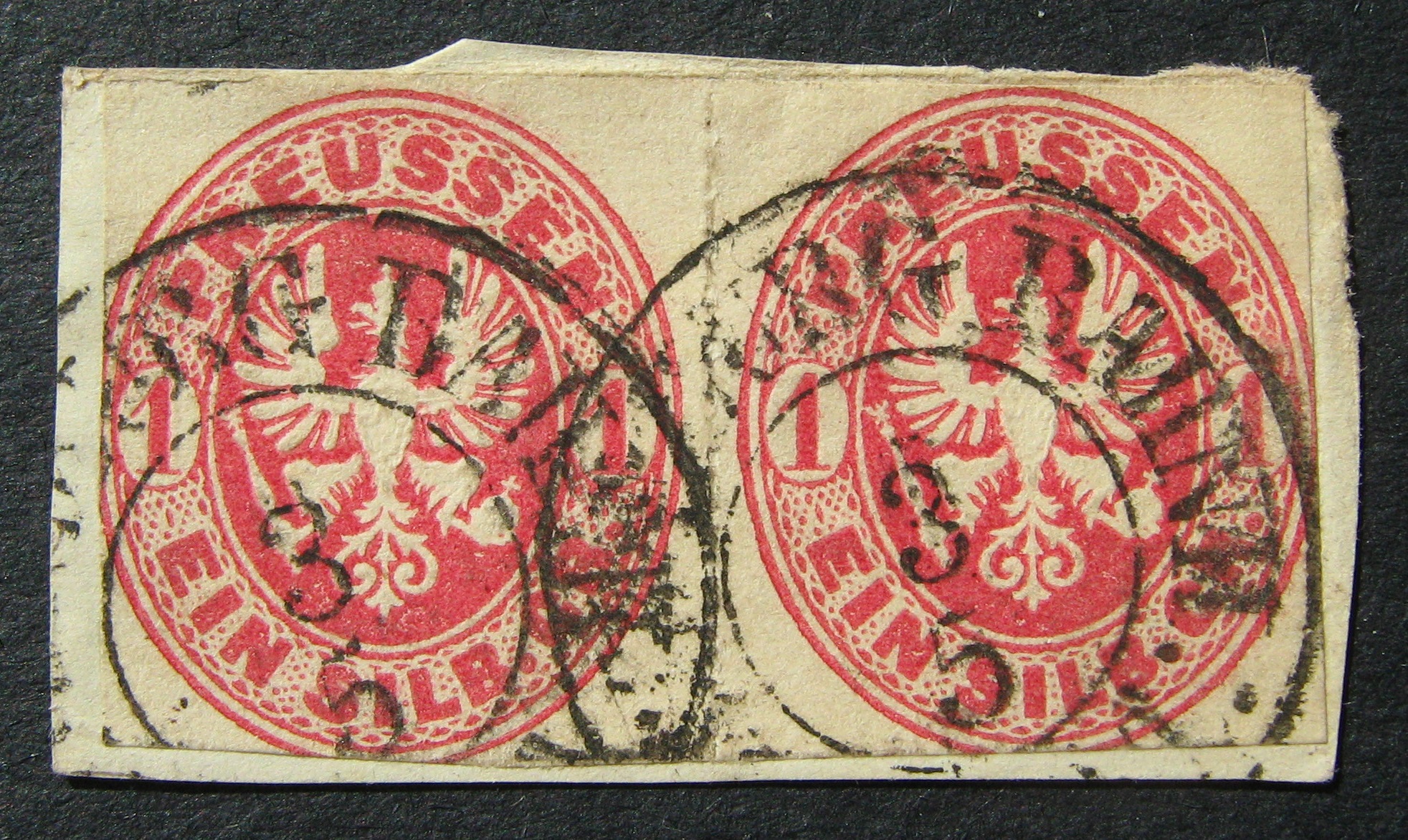 Senoji Vokietija, Prūsija, 1861 m. pora MiNr 16 Used (O)