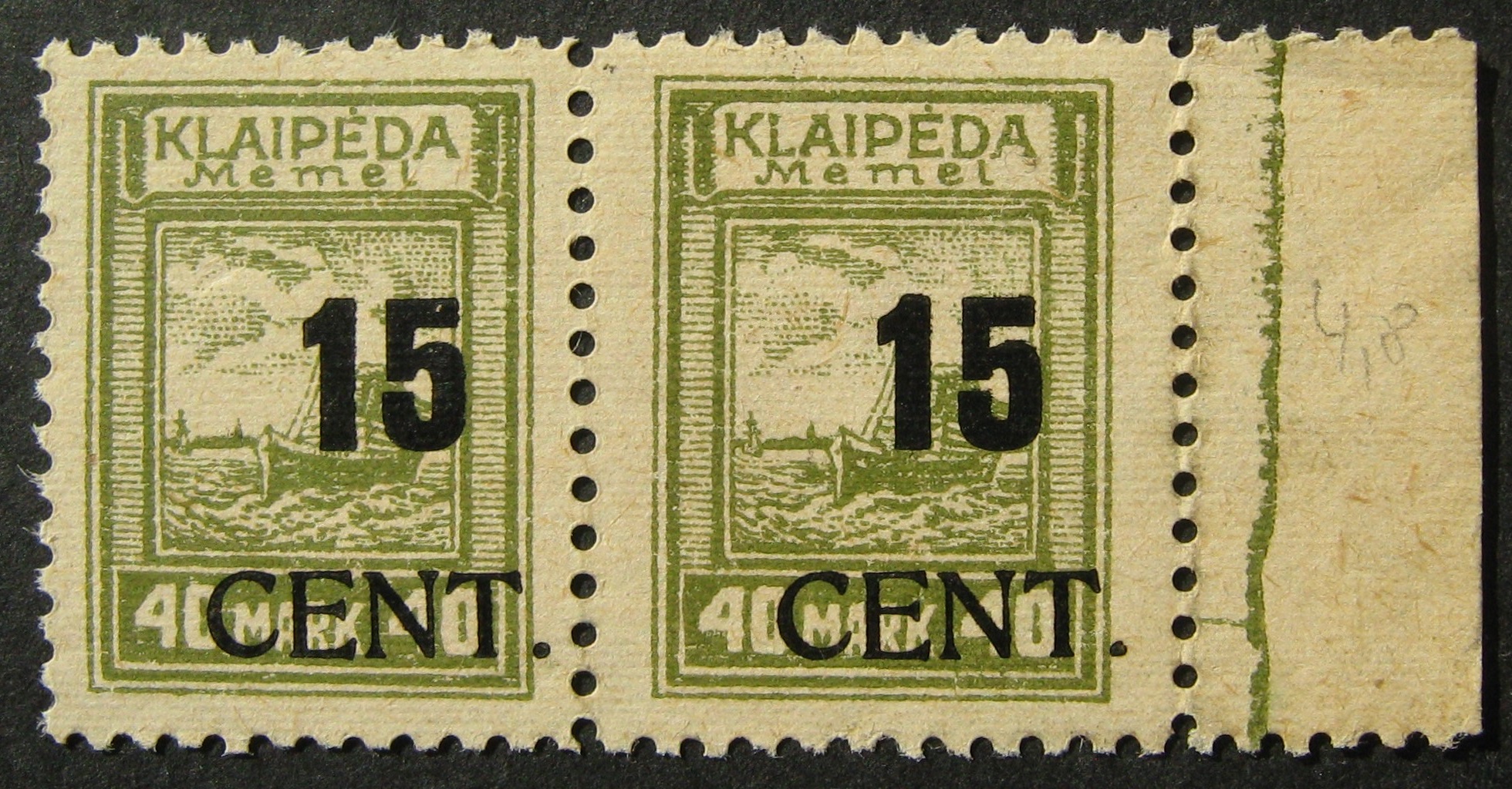 Klaipėda (Memel), horizontali pora, MiNr 193 MNH**