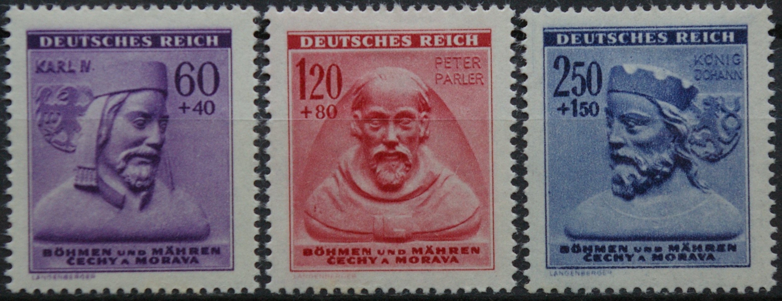 Vokietijos Reichas, Čekijos okupacija, pilna serija MiNr 114-116 MLH*