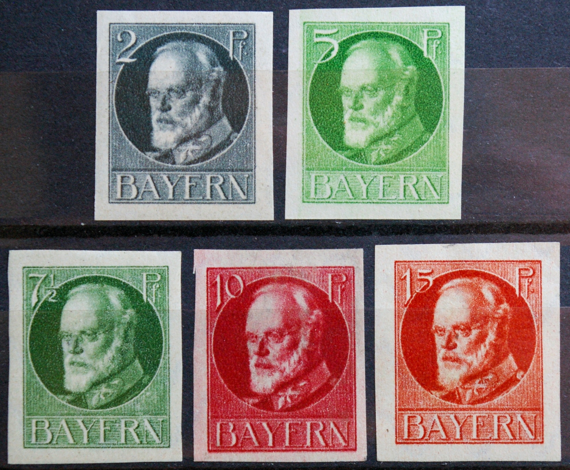 Senoji Vokietija, Bavarija, pilna serija MiNr 110, 112-115 (B) MLH*/MH*