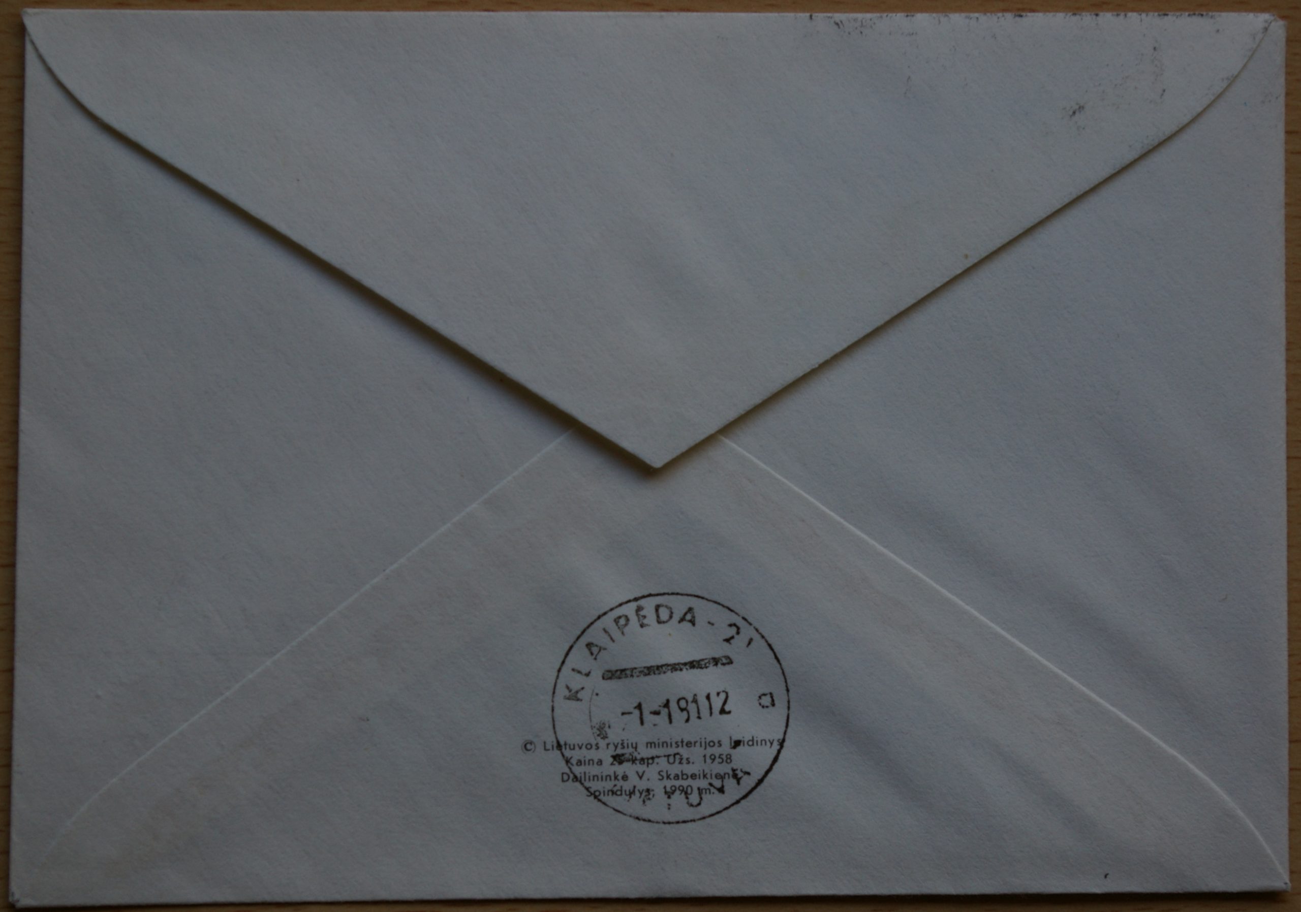 Lietuva, 1990m ženklinis vokas KvNr C8 G