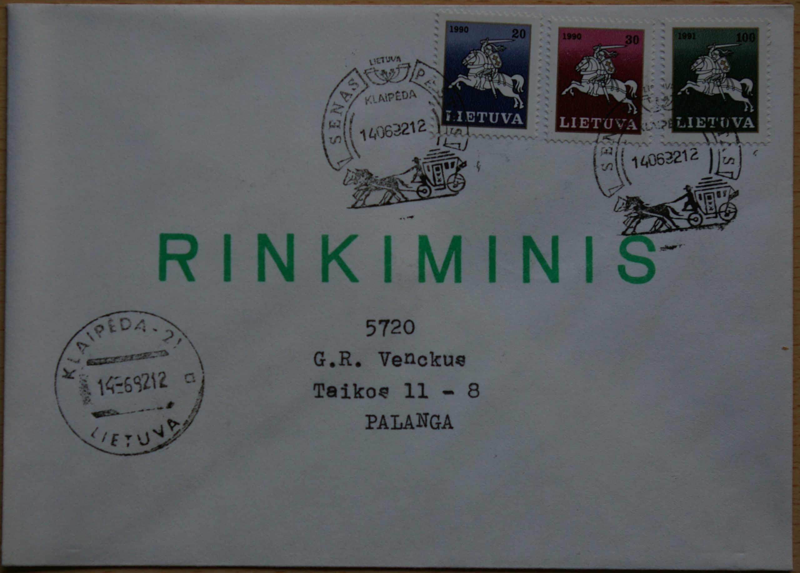 Lietuva, 1992m rinkiminis vokas G