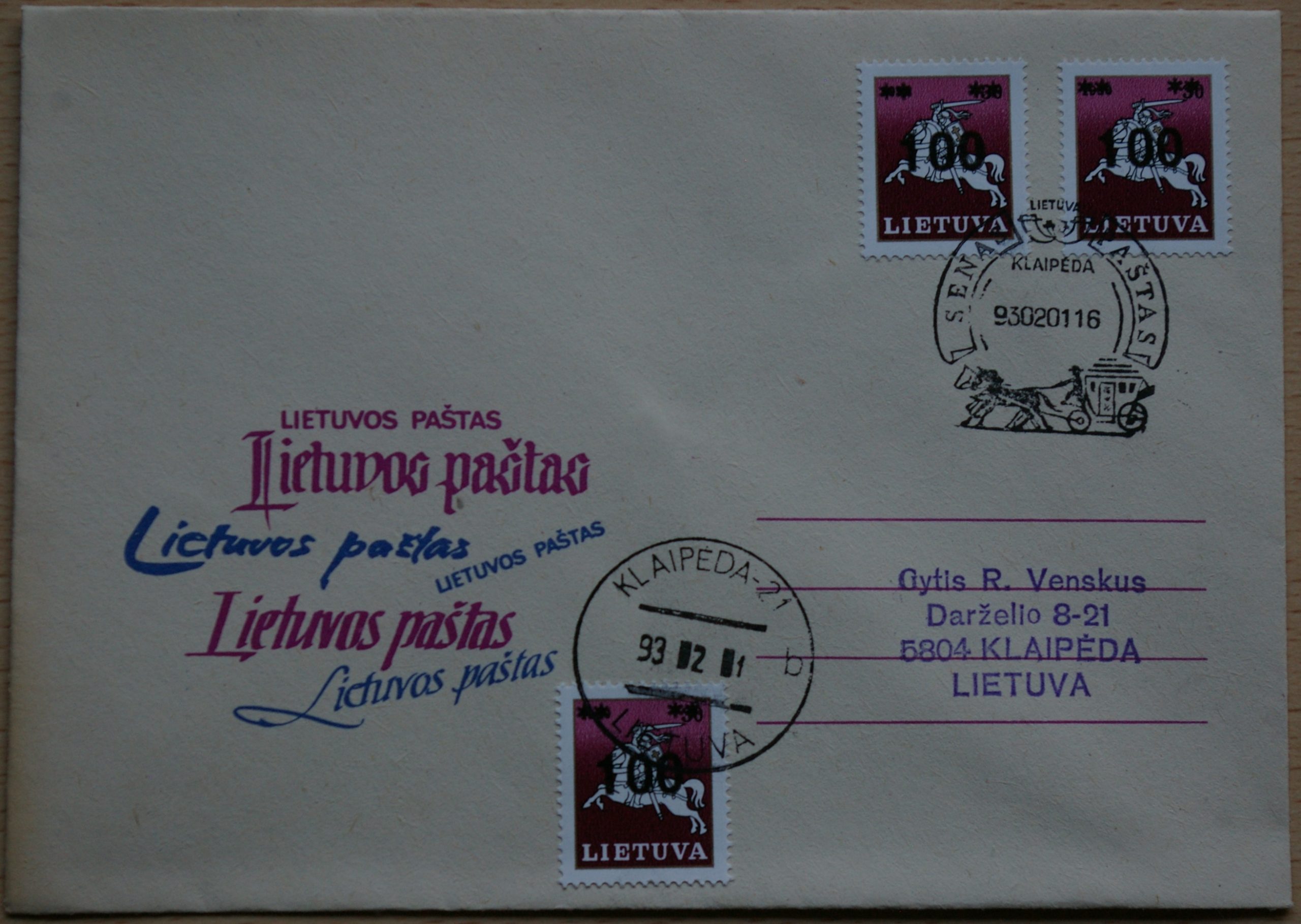 Lietuva, 1992m dail. J. Zovės vokas G