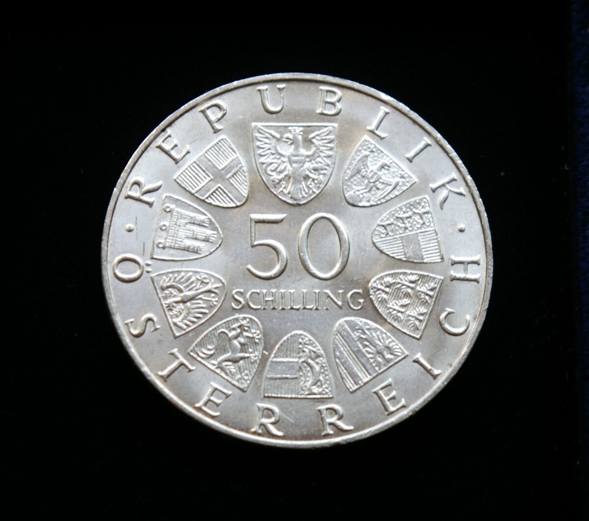 Austrija, SIDABRINIAI 50 šilingų, 1969m