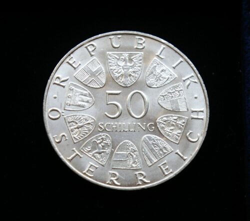 Austrija, SIDABRINIAI 50 šilingų, 1969m