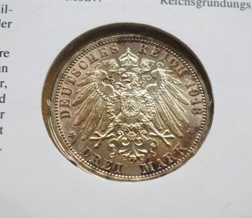 Numizmatinis vokas su Prūsijos 1913m, SIDABRINĖM 3 markėm ir MiNr 97A bei 2634 pašto ženklais