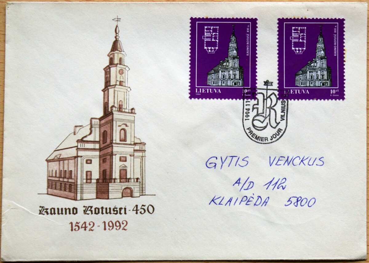 Lietuva, 1994m pirmos dienos vokas su MiNr 568 G