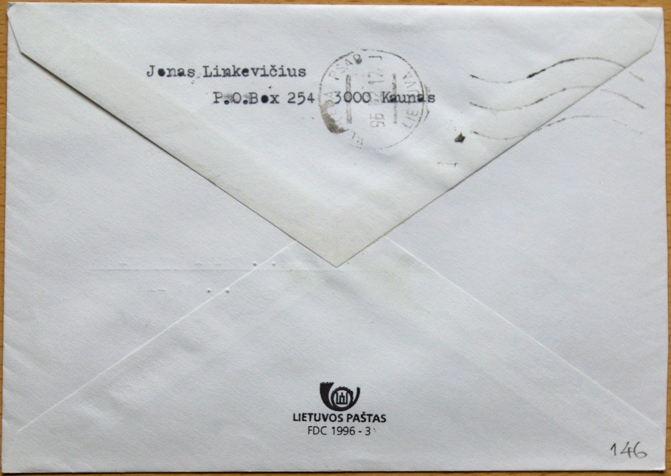 Lietuva, 1996m pirmos dienos vokas su MiNr 606 G