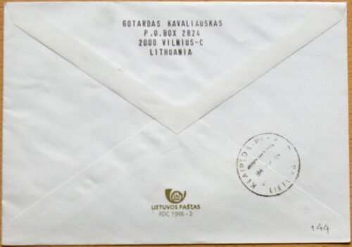Lietuva, 1996m pirmos dienos vokas su MiNr 603-605 G