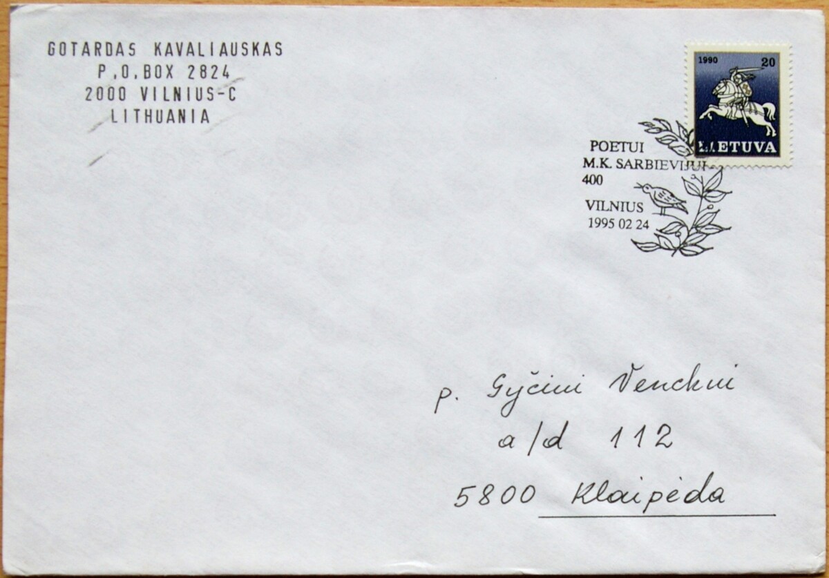 Lietuva, 1995m vokas su MiNr 466 G