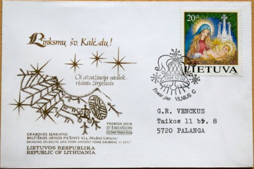 Dailininko R. Gibavičiaus 1994m kolekcinis pirmos dienos vokas su MiNr 572 G
