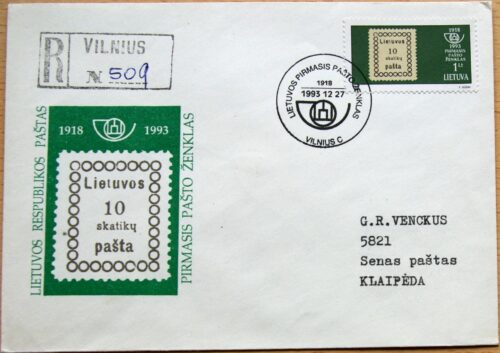 Lietuva, 1993m pirmos dienos vokas su MiNr 543 G