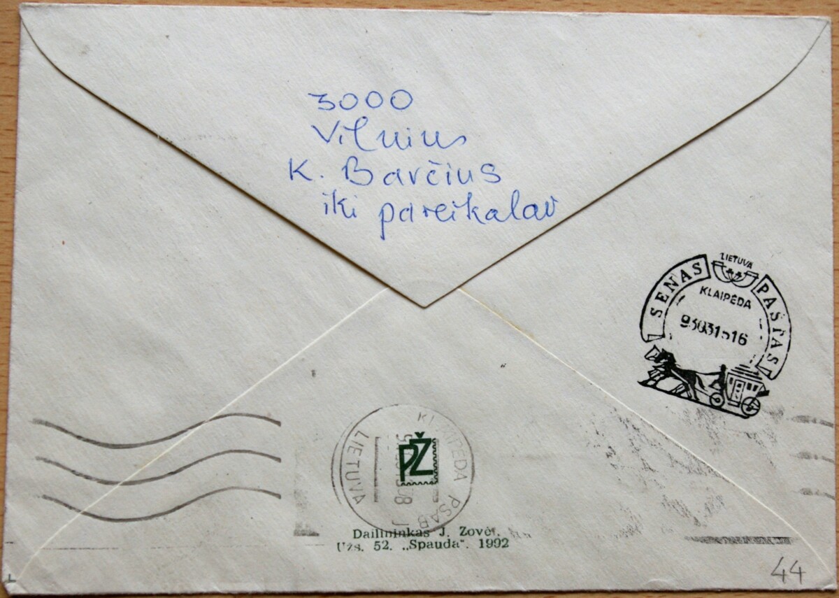 Lietuva, 1993m pirmos dienos vokas su MiNr 471, 514II G